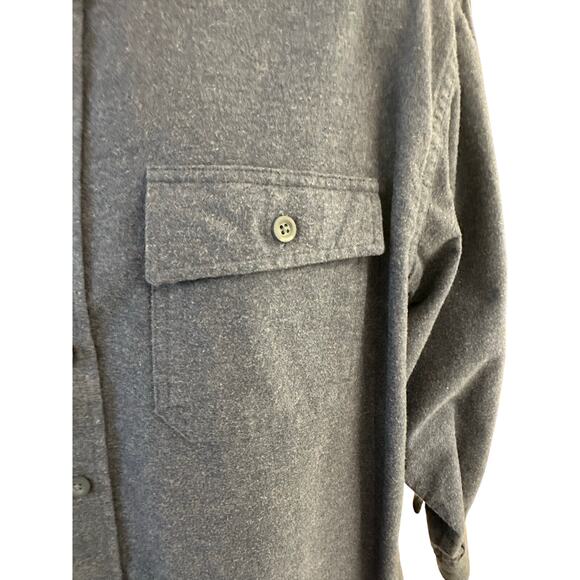 L L Bean Men's Large 0MT03 Heather Blue Flannel Chamois Cloth Soft Outdoor Shirt - Picture 4 of 10